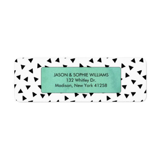 Zwart-witte driehoeken met blauwe Waterverf Etiket (Voorkant)