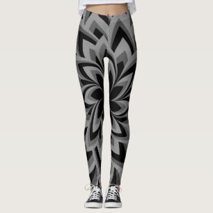 ZWART-WITTE DRONE BLOEMEN LEGGINGS