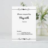 Zwart & Witte Dubbele Hartjes Trouw RSVP Uitnodigi Kaart (Staand voorkant)