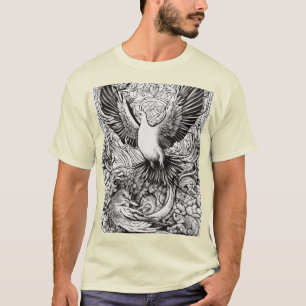 Zwart-witte duif en serpent hole Tattoo T-shirt
