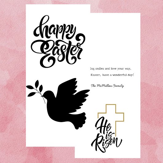 Zwart-witte duif Happy Easter Flat Kaart