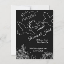 Zwart Witte Duif Save the Date Magnetische Kaart