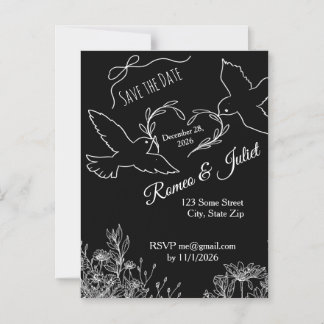 Zwart Witte Duif Save the Date Magnetische Kaart Uitnodiging