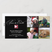 Zwart witte duif vrede op aarde kerstgroet feestdagenkaart (Voorkant / Achterkant)