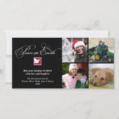 Zwart witte duif vrede op aarde kerstgroet feestdagenkaart (Voorkant)