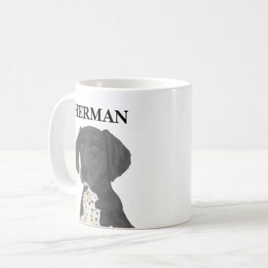 Zwart-witte Duitse horthaired pointer Koffiemok (Voorkant links)