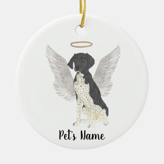 Zwart-witte Duitse staande hond condoleance Keramisch Ornament (Voorkant)