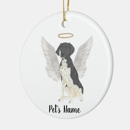 Zwart-witte Duitse staande hond condoleance Keramisch Ornament (Links)