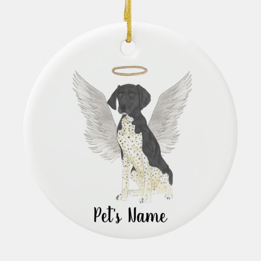 Zwart-witte Duitse staande hond condoleance Keramisch Ornament (Achterkant)