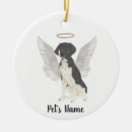 Zwart-witte Duitse staande hond rouw Keramisch Ornament