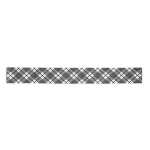 Zwart Witte Dunne Glen Plaid Patroon Satijnen Lint