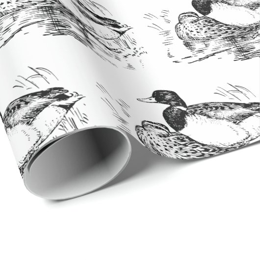 Zwart-witte  eenden cadeaupapier (Rol Hoek)