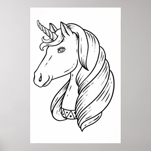 Zwart-witte eenhoorn poster (Voorkant)