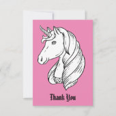 Zwart-witte eenhoorn (Roze Backgrid) Bedankkaart (Voorkant)