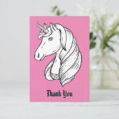 Zwart-witte eenhoorn (Roze Backgrid) Bedankkaart (Staand voorkant)