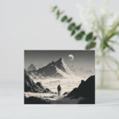 Zwart-witte eenhoornwieg in het woestijngebergte briefkaart (Staand voorkant)