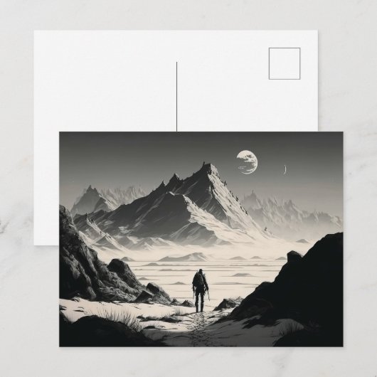 Zwart-witte eenhoornwieg in het woestijngebergte briefkaart (Voorkant / Achterkant)