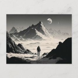 Zwart-witte eenhoornwieg in het woestijngebergte briefkaart