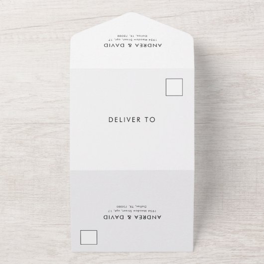 Zwart Witte Eenvoudige Minimalistische Trouw-RSVP All In One Uitnodiging (Buitenkant)