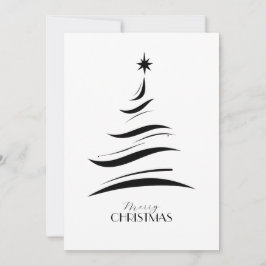 Zwart-witte eenvoudige moderne kerstboom feestdagenkaart