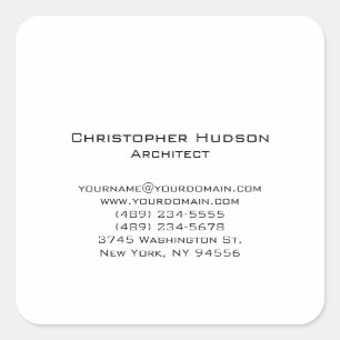 Zwart-witte eenvoudige platenarchitect vierkante sticker