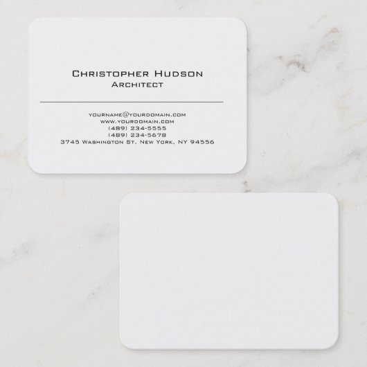 Zwart-witte eenvoudige platenarchitect visitekaartje (Voorkant / Achterkant)