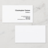 Zwart-witte eenvoudige platte architect klassiek visitekaartje (Voorkant / Achterkant)