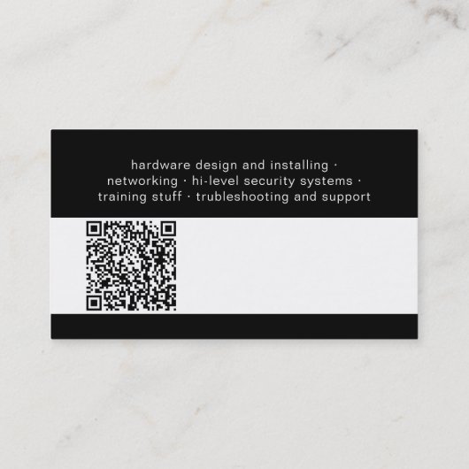 Zwart-witte eenvoudige professionele QR-code Visitekaartje (Achterkant)