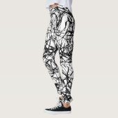 Zwart Witte Eenvoudige Ruwe Abstract Leggings (Links)