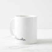 Zwart Witte Eenvoudige Script Monogram Naam Koffie Koffiemok (Voorkant links)