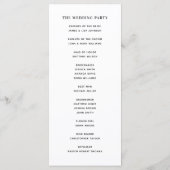 Zwart-witte eenvoudige typografie klassieke bruilo programmakaart (Achterkant)