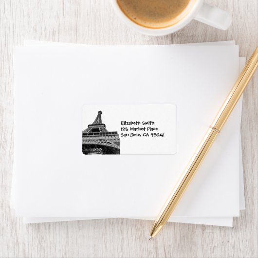 Zwart-witte Eiffeltoren Etiket (Insitu)