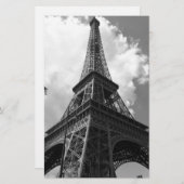 Zwart & Witte Eiffeltoren in Parijs Briefpapier (Voorkant / Achterkant)