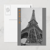 Zwart & Witte Eiffeltoren in Parijs Frankrijk Reiz Briefkaart (Voorkant / Achterkant)