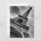 Zwart & Witte Eiffeltoren Parijs Europa Briefkaart (Voorkant / Achterkant)