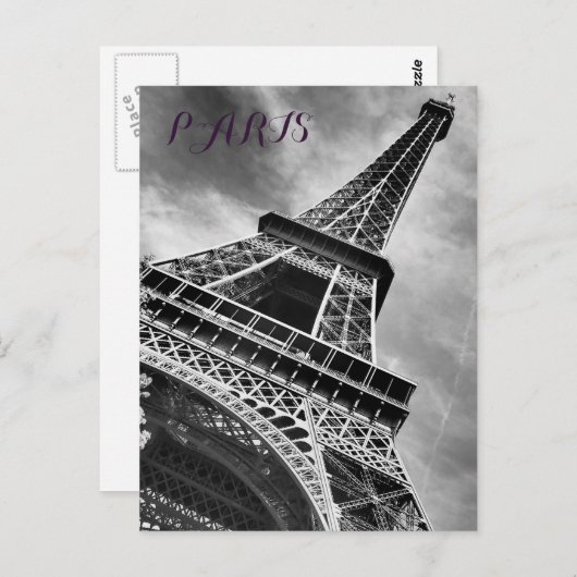 Zwart & Witte Eiffeltoren Parijs Europa Briefkaart (Voorkant / Achterkant)