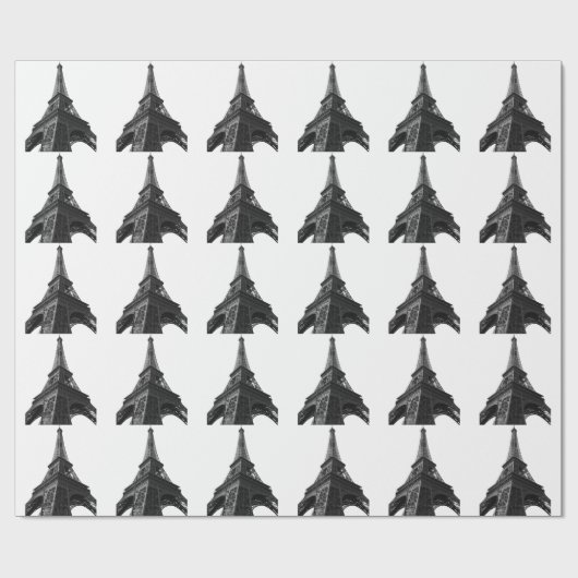 Zwart & Witte Eiffeltoren Parijs Europese Reis Cadeaupapier (Vlak)