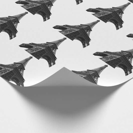 Zwart & Witte Eiffeltoren Parijs Europese Reis Cadeaupapier (Hoek)