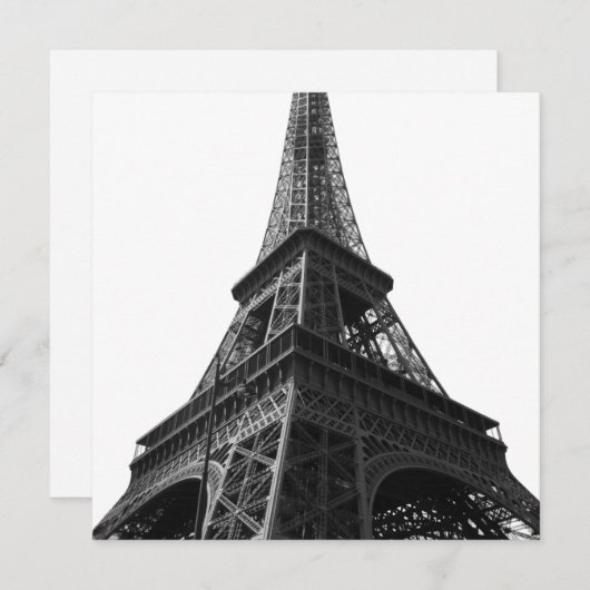 Zwart & Witte Eiffeltoren Parijs Europese Reis Feestdagenkaart (Voorkant / Achterkant)
