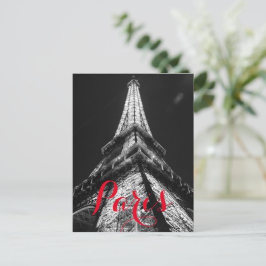 Zwart & Witte Eiffeltoren Parijs Frankrijk Klassie Briefkaart (Staand voorkant)