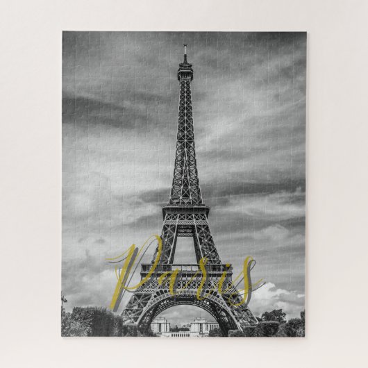 Zwart & Witte Eiffeltoren Parijs Frankrijk Legpuzzel (Verticaal)