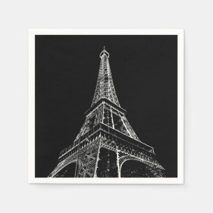 Zwart Witte Eiffeltoren Parijs Reizen Vintage Servet