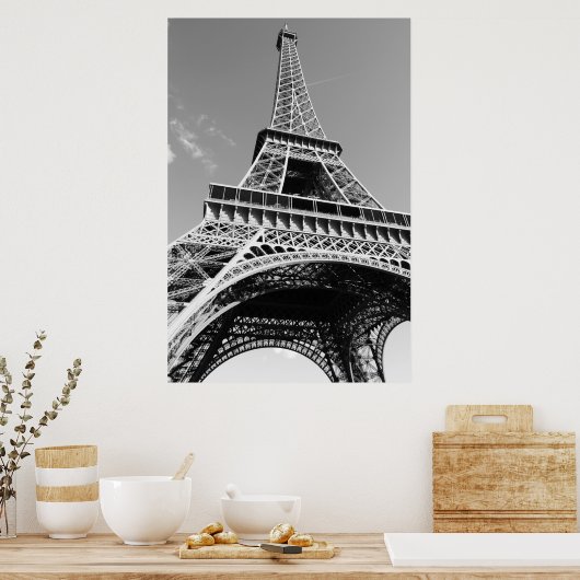 Zwart & Witte Eiffeltoren Parijs Romantiek Stad Poster (Keuken)