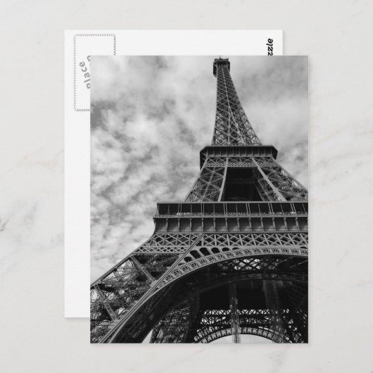 Zwart-witte Eiffeltoren van onderen - Parijs City Briefkaart (Voorkant / Achterkant)