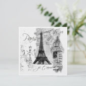 Zwart-witte Eiffeltowerscène Kaart (Staand voorkant)