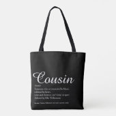 Zwart-witte Elegant Script Cousin Definitie Tote Bag (Achterkant)