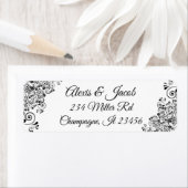 Zwart-witte Elegant Script Return-labels Etiket (Insitu)