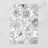zwart-witte elegante bloemdetails informatiekaartje (Achterkant)