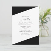 Zwart & Witte Elegante Chic Feest Uitnodigingen (Staand voorkant)