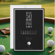 Zwart Witte Elegante Golfbal 50 Verjaardag Par-Tee